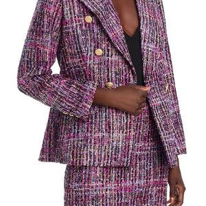 Aqua Women's Pink and Black Tweed Blazer